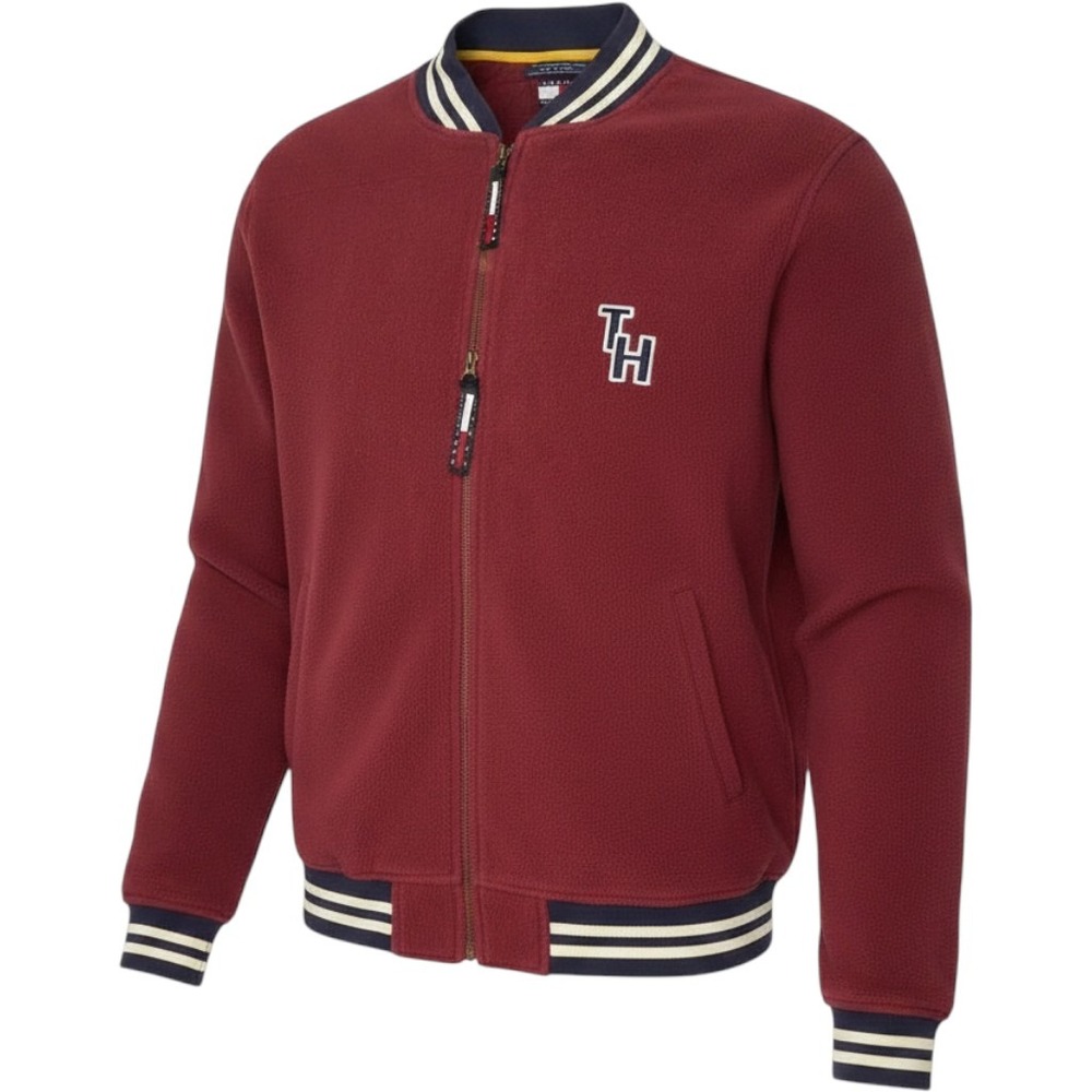 Tommy Hilfiger Fleece Varsity Jacket Mens 2XL Full Zip 90s TH Crest Vintage